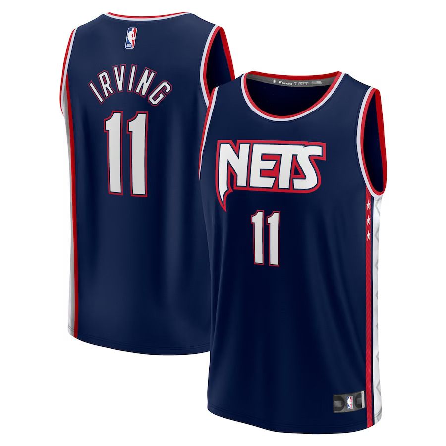 Men Brooklyn Nets #11 Kyrie Irving Fanatics Branded Navy City Edition Fast Break Replica NBA Jersey